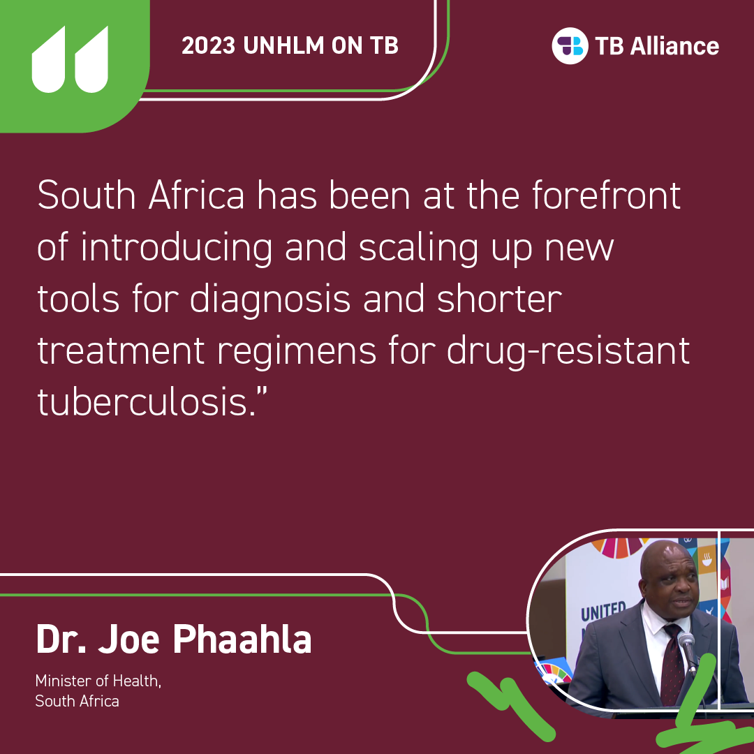 Dr. Joe Phaahla at the UNHLM on TB 2023