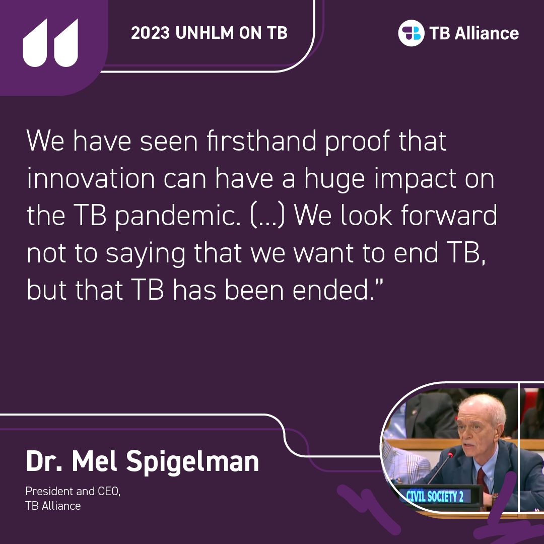 Dr. Mel Spigelman at the UNHLM on TB 2023
